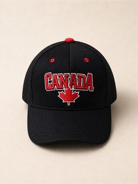 Canada Baseball Cap with Red Maple Leaf Embroidery